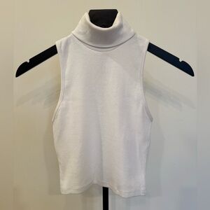 Zara Cream Sleeveless Turtleneck Top